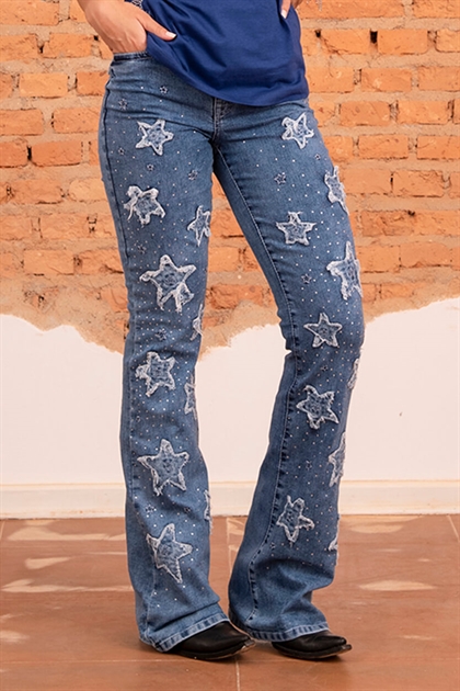 Calça Jeans Preta Feminina Boot Cut com Elastano Tassa 34075